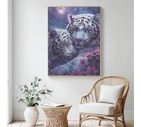 Paint by Numbers for Adults Tiger, Flower Painting by Numbers for Beginner, Acrylic DIY Colour in Canvas With 6 Brushes, Oil Painting Crafts for Wall Decor - (100x150cm/40x59 Inch, Without Frame) MK56