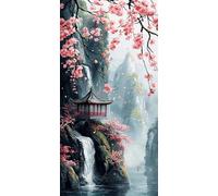 Paint by Numbers for Adults, Tower Paint by Numbers Mountains and Rivers, Hobbies for Adults Women Beginners, DIY Acrylic Pigment Craft Kits Gifts, Home Wall Decor (Without Frame, 40x80cm) O-741