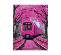 Paint by Numbers for Adults Train Paint by Numbers Kits Cherry Blossoms, Hobbies for Adults Women Art Supplies 28x20 In, Wall Art Crafts Color Canvas for Painting,Homen Decor Gifts for Women 2YH-10604