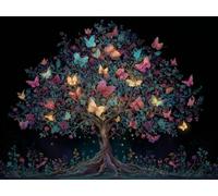 Paint by Numbers for Adults Tree Butterfly Painting by Numbers Kits on Canvas Without Frame for Beginners Kids DIY Acrylic Pigment Paint Art Craft for Home Wall Decor Birthday Gifts 16x20 inch A-840