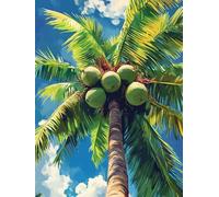 Paint by Numbers for Adults Tree, Coconut Trees Paint by Numbers Kits for Adults Beginner Easy DIY Craft Oil Painting Art Kits, DIY Acrylic Pigment Drawing for Room Decor, 18x24 Inch, Model 1414