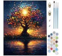 Paint by Numbers for Adults Tree, Lake Painting by Number Kits, DIY Canvas Oil Painting Kit Hobbies for Adults Women with 3 Brushes and Acrylic for Halloween Decorations 12x16 inch /30 x 40 CM D1-168