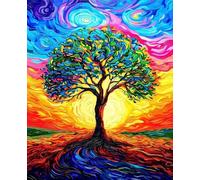 Paint by Numbers for Adults Tree of Life Paint by Numbers Abstract, Easy Painting Kits for Adults Beginners, DIY Acrylic Pigment Drawing Paintwork Arts Craft Kits for Room Decor Gifts 40x50cm 5-44