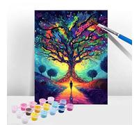 Paint by Numbers for Adults Tree Of Life, Paint by Numbers Kits for Beginners Children, Color DIY Number Painting with Brushes Acrylic Pigment Drawing Paintwork for Gift Home Wall Decor 24x28inch T793