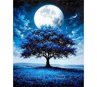 Paint by Numbers for Adults Tree of Life Paint by Numbers Moon, Easy Painting Kits for Adults Beginners, DIY Acrylic Pigment Drawing Paintwork Arts Craft Kits for Room Decor, Gifts 30x40cm E-20