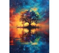 Paint by Numbers for Adults Tree of Life, Paint by Numbers Starry Sky on Canvas, DIY Adult Crafts Acrylic Pigment Drawing Art Kit, Hobbies for Women, Room Decor, Gifts for Women 12x16 in 0-8256