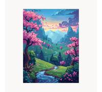 Paint by Numbers for Adults, Tree Painting by Numbers for Adults, Craft Kits for Kids with River Color Canvas for Painting 20 x 28 Inch Acrylic Paint and Brush, Wall Art for Living Room Decor FYH-5091