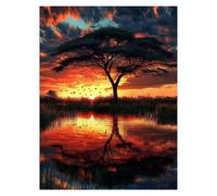 Paint by Numbers for Adults, Tree Painting by Numbers Sunset 16 x 22in, DIY Hobbies for Adults Women, Painting on Canvas Using Acrylic Paint and Brushes, Wall Art Set for Room Decor Gifts LSJ1192