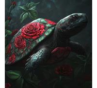 Paint by Numbers for Adults Turtle Paint by Numbers Rose Pattern Design, Acrylic Paintngs On Clear Symbols Colored Canvas, Easy DIY Acrylic Pigment Drawing Paintwork for Home Wall Decor, 50X50CM