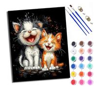 Paint by Numbers for Adults Two Happy Kittens Painting by Numbers for Adults DIY Canvas Kits Crafts Kits for Relax and De-Stress Gift Home Decoration with Frame