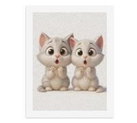 Paint by Numbers for Adults-Two Surprised White Kittens with Big Eyes, Pink Noses, and Front Paws Raised, Sitting Close Together -for Home Wall Decor 12X16Inch