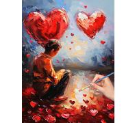 Paint by Numbers for Adults Valentine'S Day, Paint by Numbers Canvas Kits for Adults, 3 Nylon Brushes, Romantic Painting by Number Kits for Children, Wall Art, Room Home Decor, Gifts, 30x40cm, -8249
