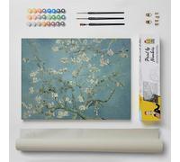 Paint by Numbers for Adults Van Gogh Almond Blossom Acrylic Paint by Numbers Kit for Beginners Pre-Printed Canvas with 3 Brushes and a Set of Colorful Paints