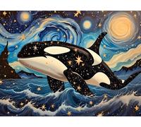 Paint by Numbers for Adults, Van Gogh killer whale Paint by Numbers Kits On Canvas, Paint by Numbers for ChildrenWithout Frame DIY Color Oil Painting Acrylic Paints, for Home Wall Decor 30x40cm L-176