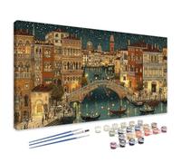 Paint by Numbers for Adults Venice, 12x24 Inch Large Night View Paint by Numbers Kits, DIY Painting by Number Canvas Kits with Acrylic Pigment and Brushes, Hobbies for Women Gifts, Home Decor 4L-17