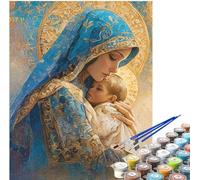 Paint by Numbers for Adults Virgin Mary Paint by Numbers Retro DIY Color Canvas Oil Paintings Creative Hobbies for Adults Kits with Brushes Acrylic Paint Home Decor, Gifts for Women, 12x16 inch LE-450