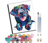 Paint by Numbers for Adults Waterblack labrador retriever pet dog animal,16x20 Inch Linen Canvas Acrylic DIY Number Painting Kits Hand Painted Oil Painting Wall Art Decor Gifts,without frame