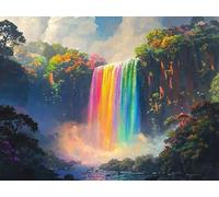 Paint by Numbers for Adults, Waterfall Diamond Painting Forest, Painting by Numbers for Adults Crystal Art, Acrylic Paint, Christmas Cross Stitch Kits Home Wall Decor (Without Frame, 40x70cm) U-675