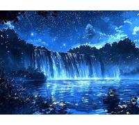 Paint by Numbers for Adults, Waterfall Diamond Painting Plant, Painting by Numbers for Adults Crystal Art, Acrylic Paint, Christmas Cross Stitch Kits Home Wall Decor (Without Frame, 40x70cm) U-699