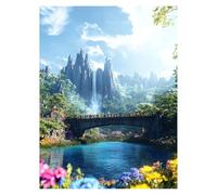 Paint by Numbers for Adults, Waterfall Painting by Numbers Bridge 16 x 22in, DIY Hobbies for Adults Women, Painting on Canvas Using Acrylic Paint and Brushes, Wall Art Set for Room Decor LSJ1024