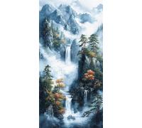 Paint by Numbers for Adults, Waterfall Tree Large Painting by Numbers for Adults Children, Acrylic Pigment On Symbols Canvas, Craft Kits Perfect Gifts, Home Wall Decortion (Frameless, 32x64in) O-568
