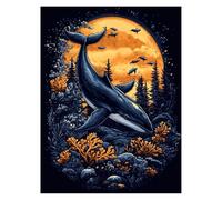 Paint by Numbers for Adults, Whale Painting by Numbers Canvas for Children Wall Art Supplies 38 x 28 Inch, DIY Moon Colorful Canvas Painting Adult Crafts for Room Decor, Gifts for Women LSJ-2673