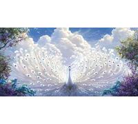 Paint by Numbers for Adults - White Peacock Paint by Numbers Kits for Beginner, Without Frame DIY Acrylic Oil Adult Painting by Number Canvas Kits, Perfect for Home Wall Decor Gifts 32x64in o-18