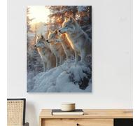 Paint by Numbers for Adults White Wolf, Snow Scene Paint by Numbers for Adults with Frame 28x39inch, DIY Oil Paintings Kit with Paints and 3 Size Brushes for Room Decor, Gifts for Women,Model121