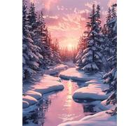 Paint by Numbers for Adults Winter Forest Landscape Paint by Numbers On Canvas, DIY Painting by Numbers for Adults Paint by Numbers with Brushes and Acrylic Pigment 24x36 Inch (Without Framed) -YH760