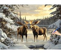 Paint by Numbers for Adults Winter Paint by Numbers Deer Kits on Canvas Hobbies for Adults Women, DIY Acrylic Oil Painting Kits Without Frame, Gifts for Women Christmas Decorations 110x80cm T-09