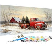 Paint by Numbers for Adults Winter Paint by Numbers Farm DIY Color Canvas Oil Paintings Creative Hobbies for Adults Kits with Brushes Acrylic Paint Home Decor,Gifts for Women, 50x100cm No Frame J3-167