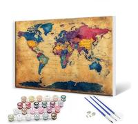 Paint by Numbers for Adults with Frame 40 x 50 cm Paint by Numbers Retro World Map Paint by Numbers for Children, Paint by Numbers Canvas Kits with Brushes and Acrylic Pigmen, Wall Art Decor Gifts C-5