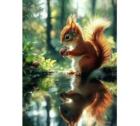 Paint by Numbers for Adults with Frame, Animal Painting by Numbers for Children, DIY Color Canvas Oil Painting Kits Art Crafts Squirrel Acrylic Pigment Drawing Paintwork for Home Decor 28x36 inch Q-68
