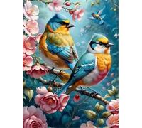 Paint by Numbers for Adults with Frame, Birds Garden Painting by Numbers for Adults, DIY Branch Hand Painted Oil Painting Art Kits with Brushes and Acrylic, Home Decor Gift(60x90cm)