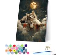 Paint by Numbers for Adults with Frame Cat Paint by Numbers on Canvas, Moon Easy DIY Acrylic Pigment Drawing Paintwork Kit, Adult Crafts, Painting for Home Wall Decor, Gifts for Women 40x52in F-4927
