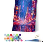 Paint by Numbers for Adults with Frame City Paint by Numbers on Canvas, Landscape Easy DIY Acrylic Pigment Drawing Paintwork Kit, Adult Crafts, Painting for Home Wall Decor Gifts 16x20in 9-3666