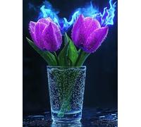 Paint by Numbers for Adults with Frame, Flower Painting by Numbers for Children, DIY Color Canvas Oil Painting Kits Art Crafts Tulip Acrylic Pigment Drawing Paintwork for Home Decor 8x12 inch Q-4692