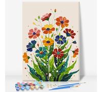 Paint by Numbers for Adults with Frame - Flowers Easy Framed Paint by Number Kits for Beginner, Wild Flower Adult Painting by Numbers Canvas Kits with Frame for Gift Home Wall Decor 8 x 12 Inch