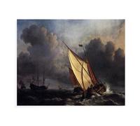 Paint by Numbers for Adults with Frame Landscape - Famous Paintings Joseph Mallord William Turner -Dutch Fishing Boats in A Storm - 40X50Cm Kids Canvas Acrylic Painting Kits,F19