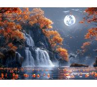 Paint by Numbers for Adults with Frame Moon, Paint by Numbers River, DIY Acrylic Pigment Drawing Paintwork Arts Craft Kits, Hobbies for Adults Women, Painting for Home Wall Decor Gifts 28x38in 0-7548