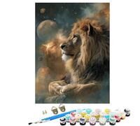 Paint by Numbers for Adults with Frame, Paint by Numbers Animal Lion, Easy DIY Oil Painting Kits on Canvas with Brushes, Hobbies for Women, Painting for Home Wall Decor Gifts 24x32 inch SYLDK86