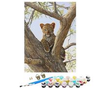 Paint by Numbers for Adults With Frame, Paint by Numbers Tree Leopard, Easy Diy Oil Painting Kits on Canvas with Brushes, Hobbies for Women, Painting for Home Wall Decor Gifts 20x28in SYLDK226