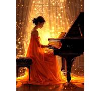 Paint by Numbers for Adults with Frame, Piano Painting by Numbers for Children, DIY Color Canvas Oil Painting Kits Art Crafts Woman Acrylic Pigment Drawing Paintwork for Home Decor 28x36 inch Q-2128