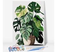 Paint by Numbers for Adults with Frame - Plants Easy Framed Paint by Numbers for Beginner, Green Plants Acrylic Adult Painting by Number Kits on Canvas with Frame for Gift Home Decor 8 x 12 Inch