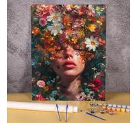 Paint by Numbers for Adults with Frame, Sunshine Girl Painting by Numbers for Adults, DIY Flower Hand Painted Oil Painting Art Kits with Brushes and Acrylic, Home Decor Gift(40x50cm)