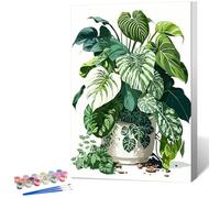 Paint by Numbers for Adults with Frame, Tropical Plant Design, 8x12 Inch