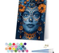 Paint by Numbers for Adults with Frame Woman Paint by Numbers on Canvas, Flower Easy DIY Acrylic Pigment Drawing Paintwork Kit, Adult Crafts, Painting for Home Wall Decor Gifts 40x52in D-9997