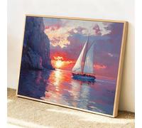 Paint by Numbers for Adults Without Frame Ocean Boat Painting by Numbers for Children, Crafts for Adults Acrylic Painting Kit, Hobbies for Adult Women, Halloween Christmas Decorations 50x35cm F-q-415