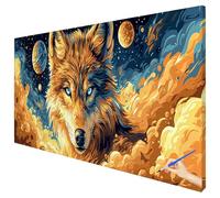 Paint by Numbers for Adults Wolf 100x40cm Large Abstract Painting by Numbers for Adults Beginner DIY Color Oil Paintings on Canvas Kits with Acrylic Paints Brushes for Autumn Decorations Gifts L-06