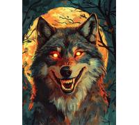 Paint by Numbers for Adults Wolf Moon (2), Full Set DIY Hobby Craft Kits, with Paints and Brushes, Painting by Numbers for Beginners, Frameless Painting by Number Kits, Gifts for Women 45x60cm m5g-824